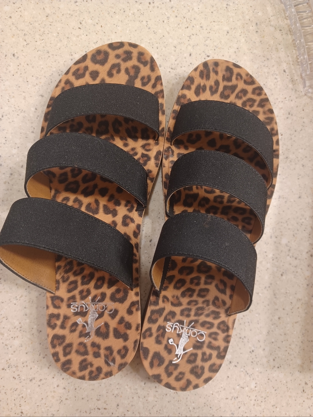 Corkys Leopard Slide Sandals